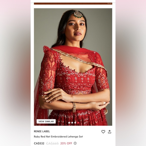 Ruby Red “Renee Label” Designer Lengha - Picture 2 of 4